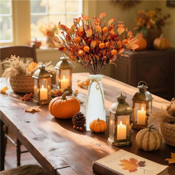 12pcs artificial fall picks berry stems pumpkin autumn centerpiece thanksgiving - Picture 7 of 8
